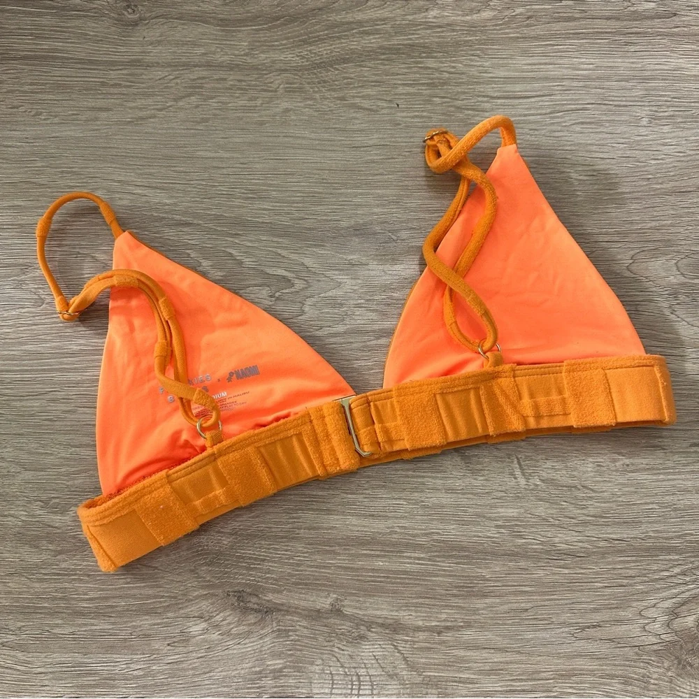 Frankie’s Bikinis x Naomi MEDIUM Orange Terry Cloth Bikini Top